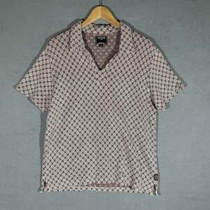 Todd Snyder Montauk Knit Polo Beige Men’s Large Linen Striped Red Burgundy